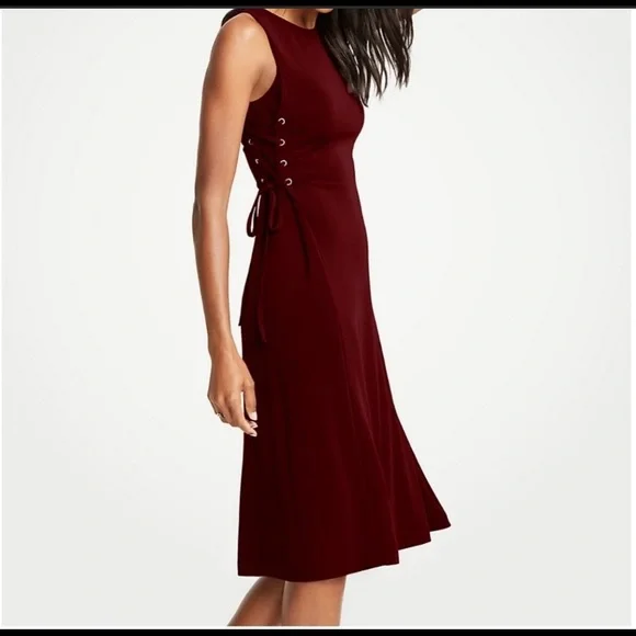 Ann Taylor | Dresses | Ann Taylor Burgundy Fit And Flare Dress | Poshmark